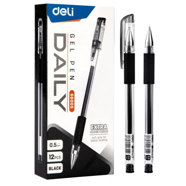 Ручка гелевая Deli Daily E6600SBlack черный , прозрачный