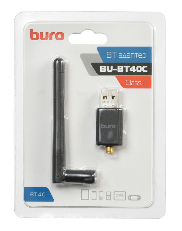 Сетевой адаптер Buro BU-BT40С Bluetooth 4.0+EDR class 1 100м черный